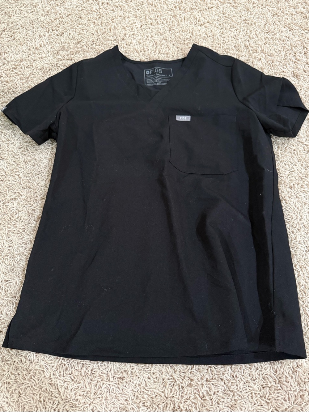 FIGS Black Short-Sleeve V-Neck Scrub Top
